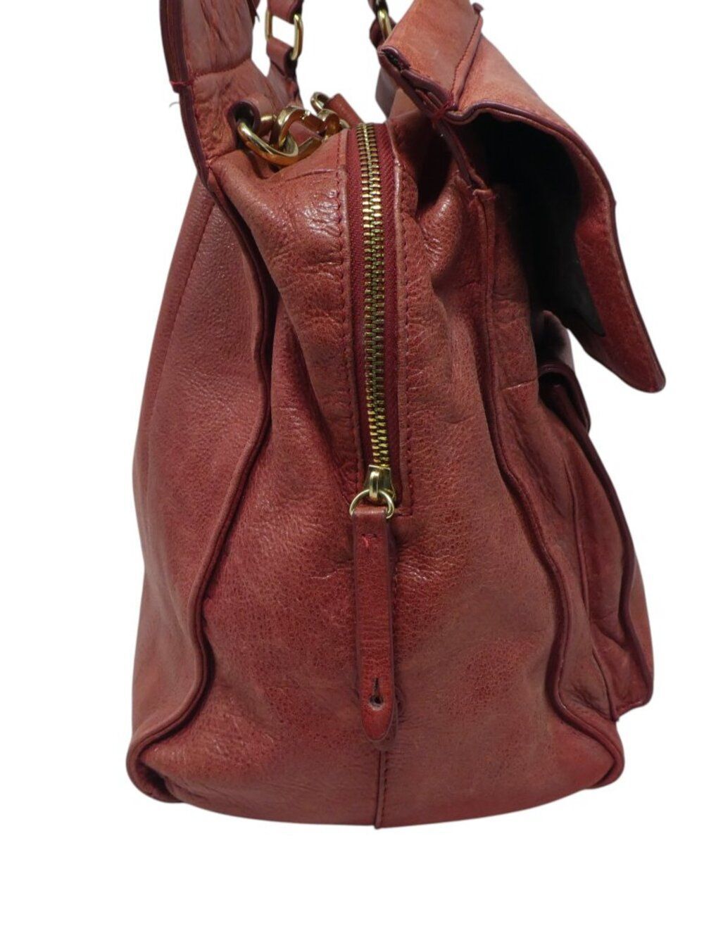 Vince Camuto Red Leather Shoulder Bag Satchel Tote Crossbody Purse - Picture 4 of 14